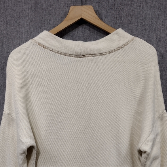 Soft Surroundings Monk Neck Long Line Sweatshirt Women's XL Cream Retro Y2K 90s - Picture 6 of 10